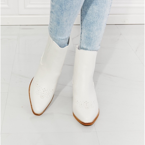 MMSHOES LOVE THE JOURNEY STACKED HEEL CHELSEA BOOT PATTERNED TOP - Picture 5 of 6